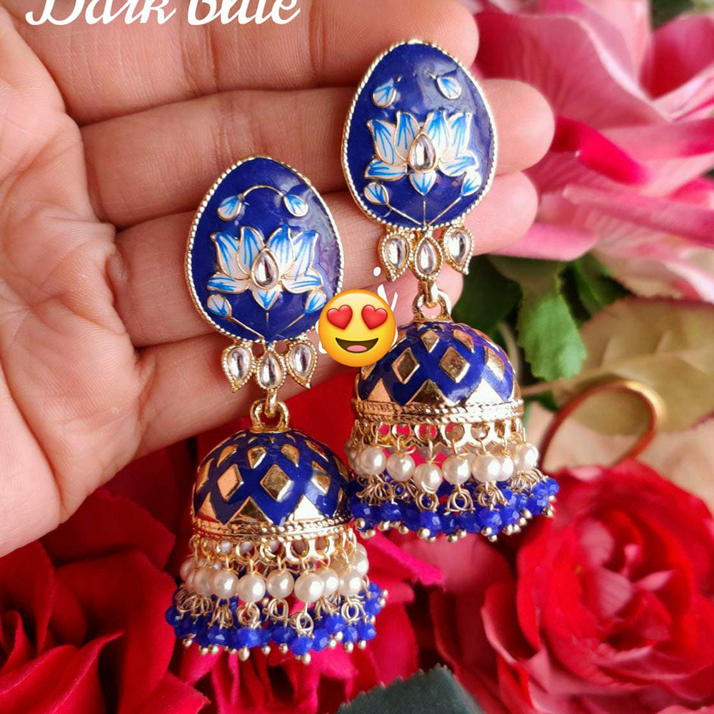 Pooja Bangles Gold Plated Meenakari & Kundan Jhumki Earrings