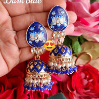 Pooja Bangles Gold Plated Meenakari & Kundan Jhumki Earrings