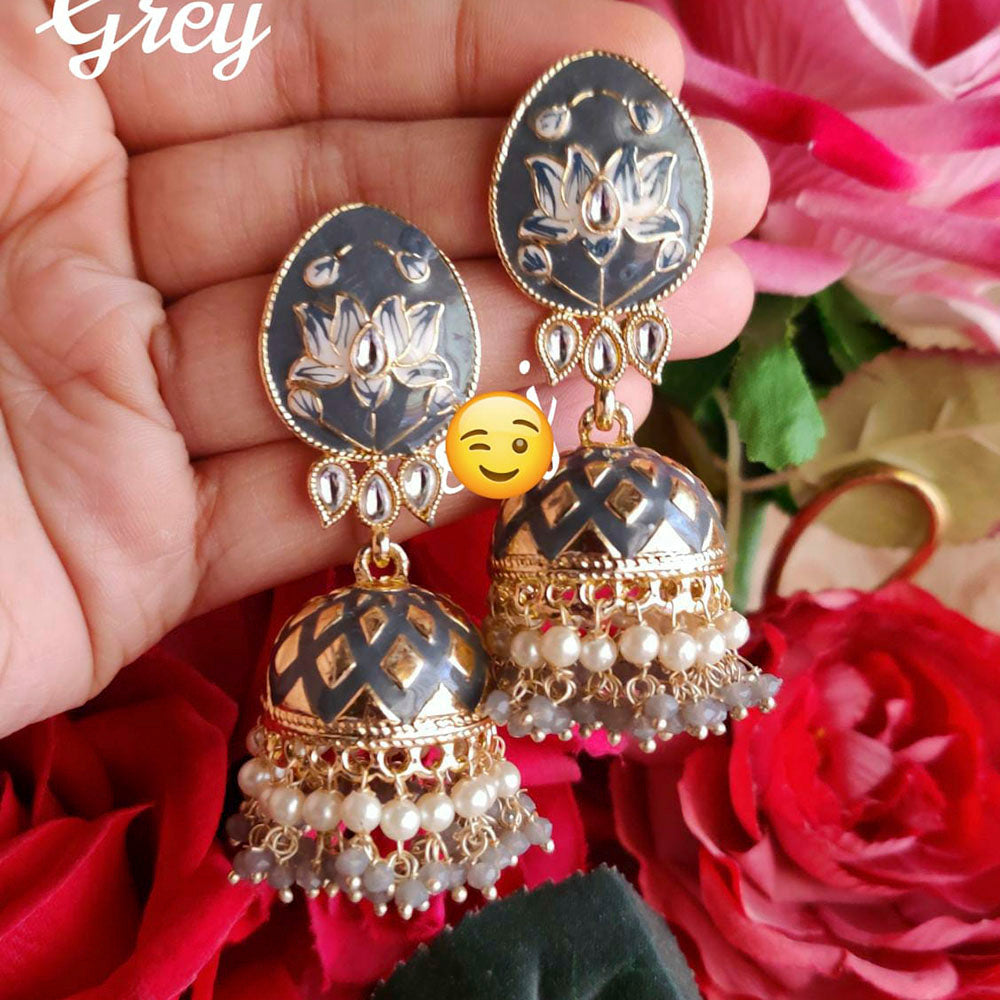 Pooja Bangles Gold Plated Meenakari & Kundan Jhumki Earrings