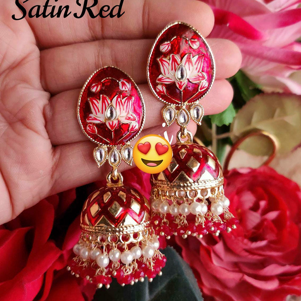 Pooja Bangles Gold Plated Meenakari & Kundan Jhumki Earrings