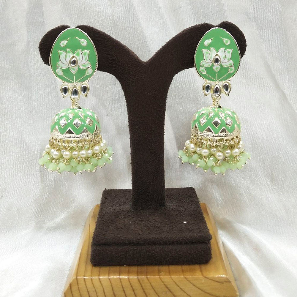 Pooja Bangles Gold Plated Meenakari & Kundan Jhumki Earrings