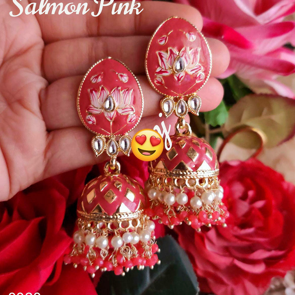 Pooja Bangles Gold Plated Meenakari & Kundan Jhumki Earrings