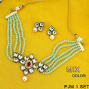 Mahavir Kundan Stone & Beads Necklace Set