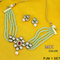 Mahavir Kundan Stone & Beads Necklace Set