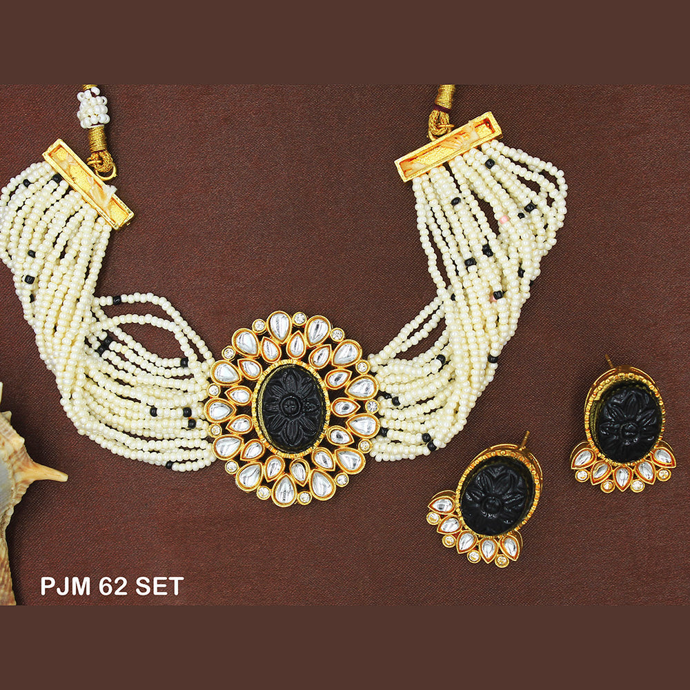 Mahavir Kundan Stone Necklace Set