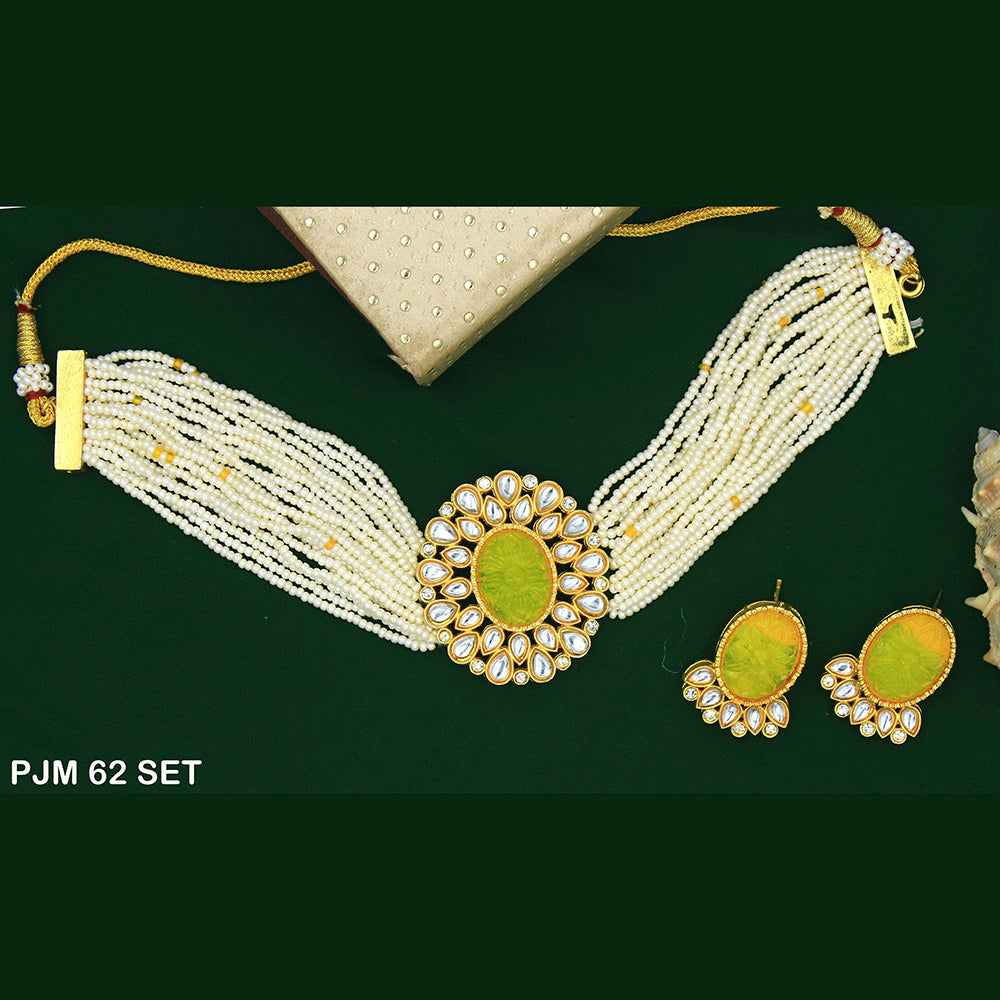 Mahavir Kundan Stone Necklace Set