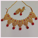 Pooja Bangles Gold Plated Kundan Stone & Beads Necklace Set