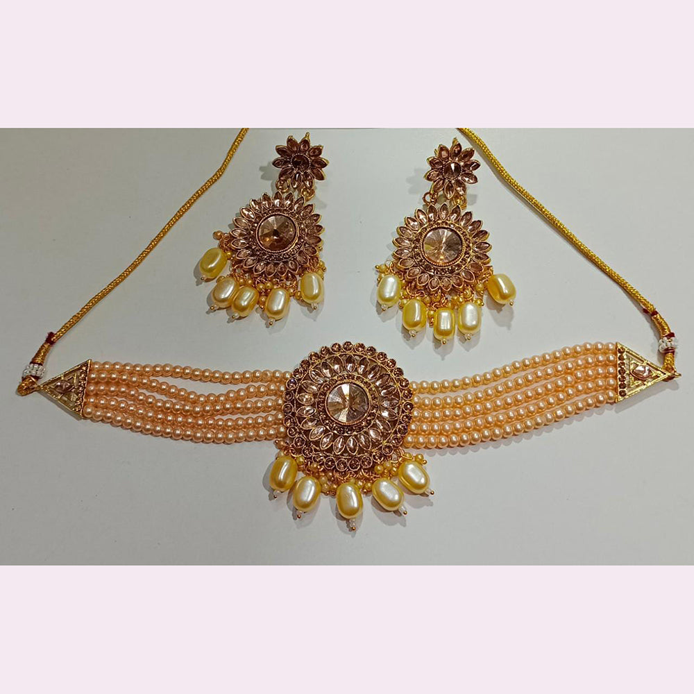 Pooja Bangles Gold Plated Austrian Stone & Beads Necklace Set