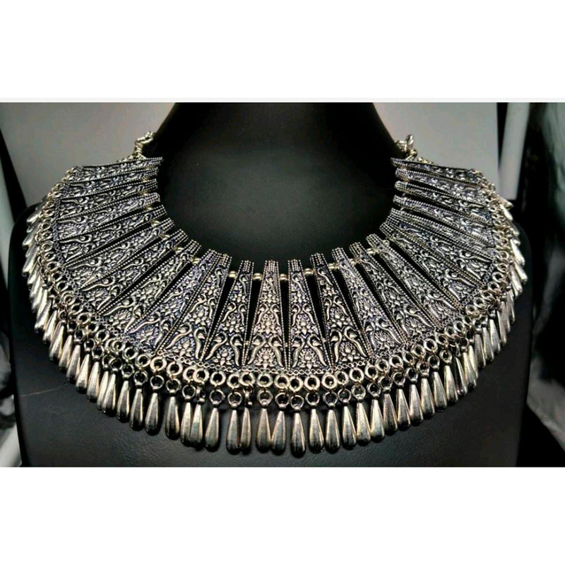 Pooja Bangles Oxidized Plated Choker  Necklace Set