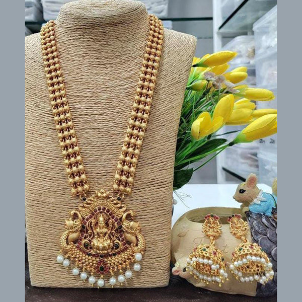 Pooja Bangles Gold Plated Pota Stone Long Necklace Set