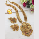 Pooja Bangles Gold Plated Pota Stone Long Necklace Set