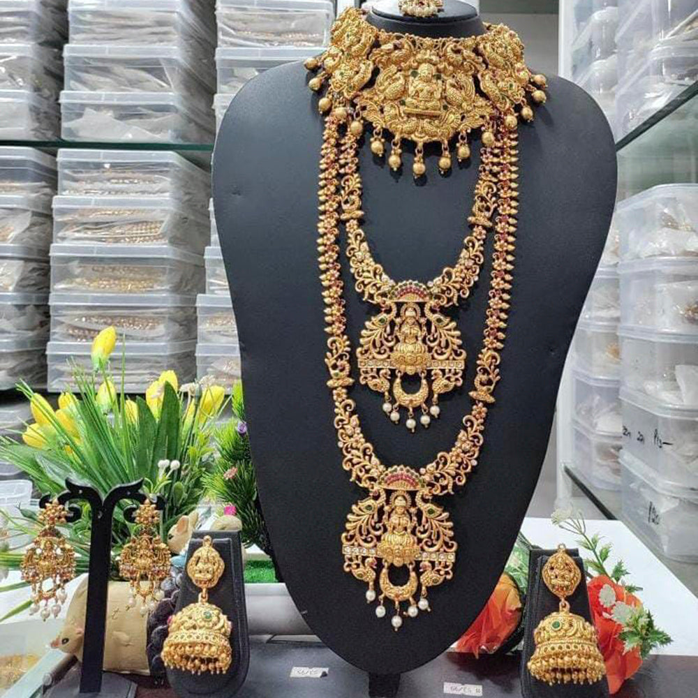 Pooja Bangles Gold Plated Pota Stone Bridal Set