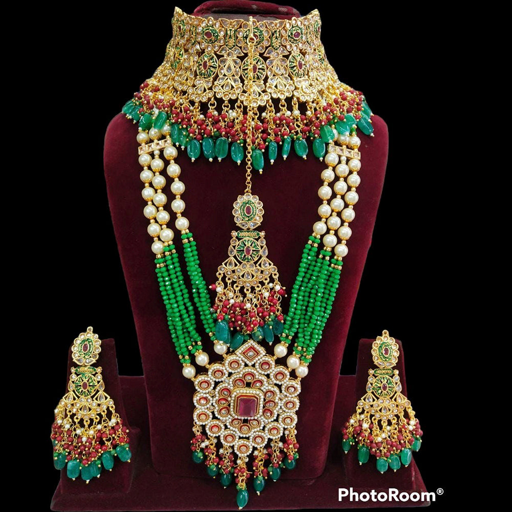 Pooja Bangles Gold Plated Kundan Stone  & Beads Bridal Set