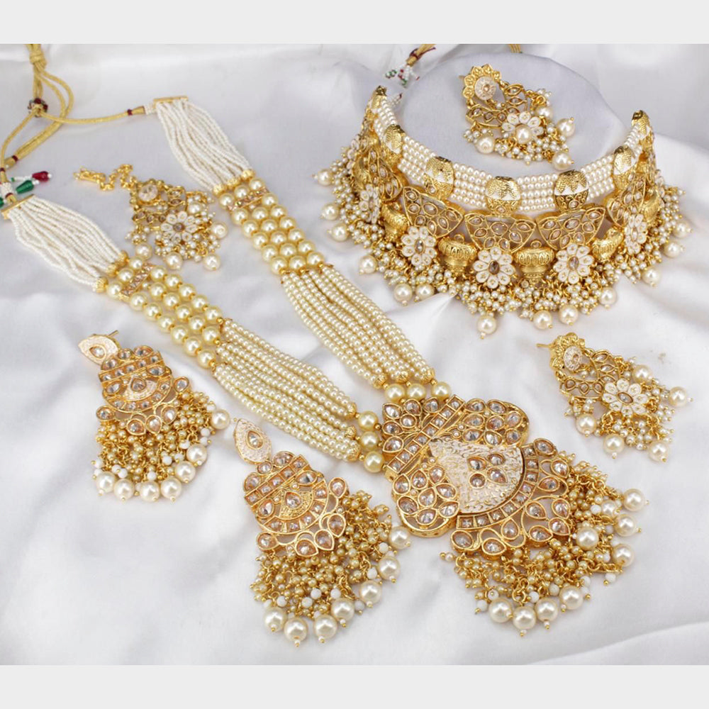 Pooja Bangles Gold Plated Kundan Stone  & Beads Bridal Set