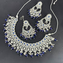 Pooja Bangles Silver Plated Kundan Stone & Beads Choker Necklace Set