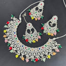 Pooja Bangles Silver Plated Kundan Stone & Beads Choker Necklace Set