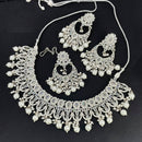 Pooja Bangles Silver Plated Kundan Stone & Beads Choker Necklace Set
