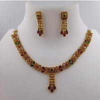 Pooja Bangles Gold Plated Kundan Stone Necklace Set