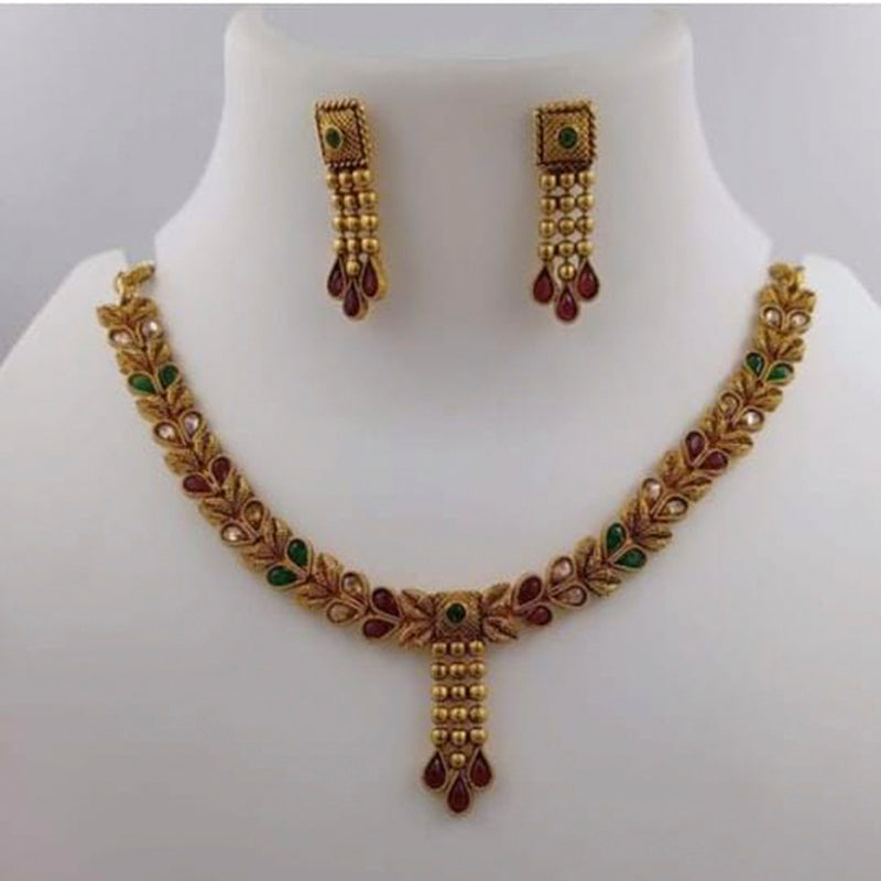 Pooja Bangles Gold Plated Kundan Stone Necklace Set