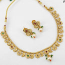 Pooja Bangles Gold Plated Pota Stone Necklace Set