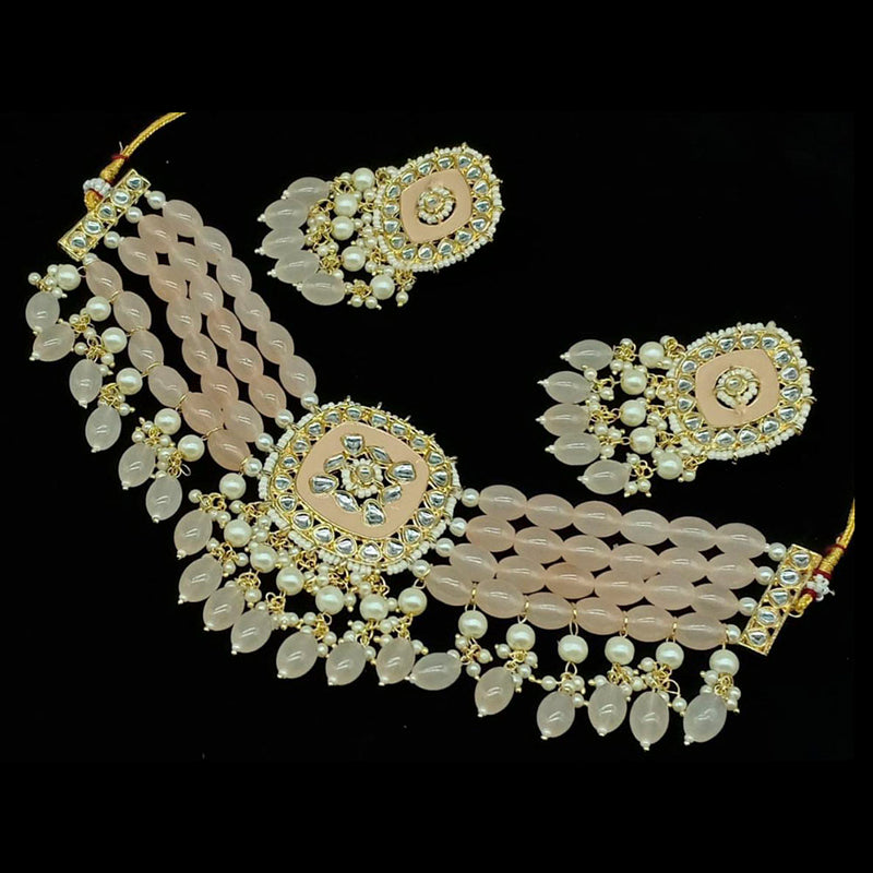 Pooja Bangles Gold Plated Kundan Stone & Beads Necklace Set