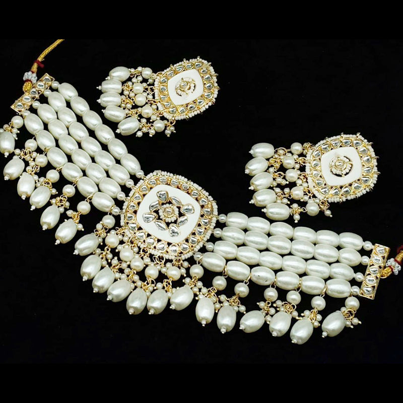 Pooja Bangles Gold Plated Kundan Stone & Beads Necklace Set