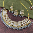 Pooja Bangles Gold Plated Kundan Stone & Beads Necklace Set