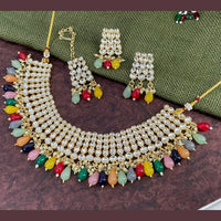 Pooja Bangles Gold Plated Kundan Stone & Beads Necklace Set