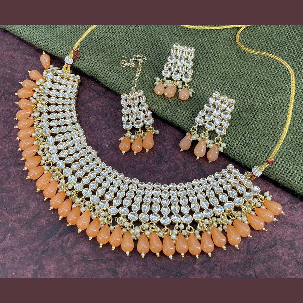 Pooja Bangles Gold Plated Kundan Stone & Beads Necklace Set