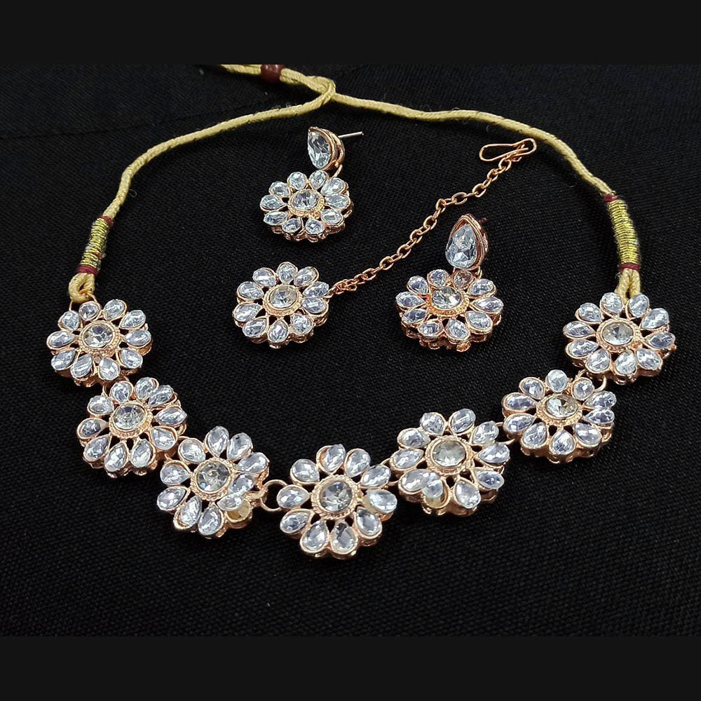 Pooja Bangles Gold Plated Crystal Stone Necklace Set