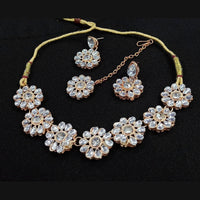 Pooja Bangles Gold Plated Crystal Stone Necklace Set