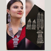 Pooja Bangles Oxidised Plated Long Haram Necklace Set