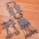 Pooja Bangles Oxidised Plated Long Haram Necklace Set