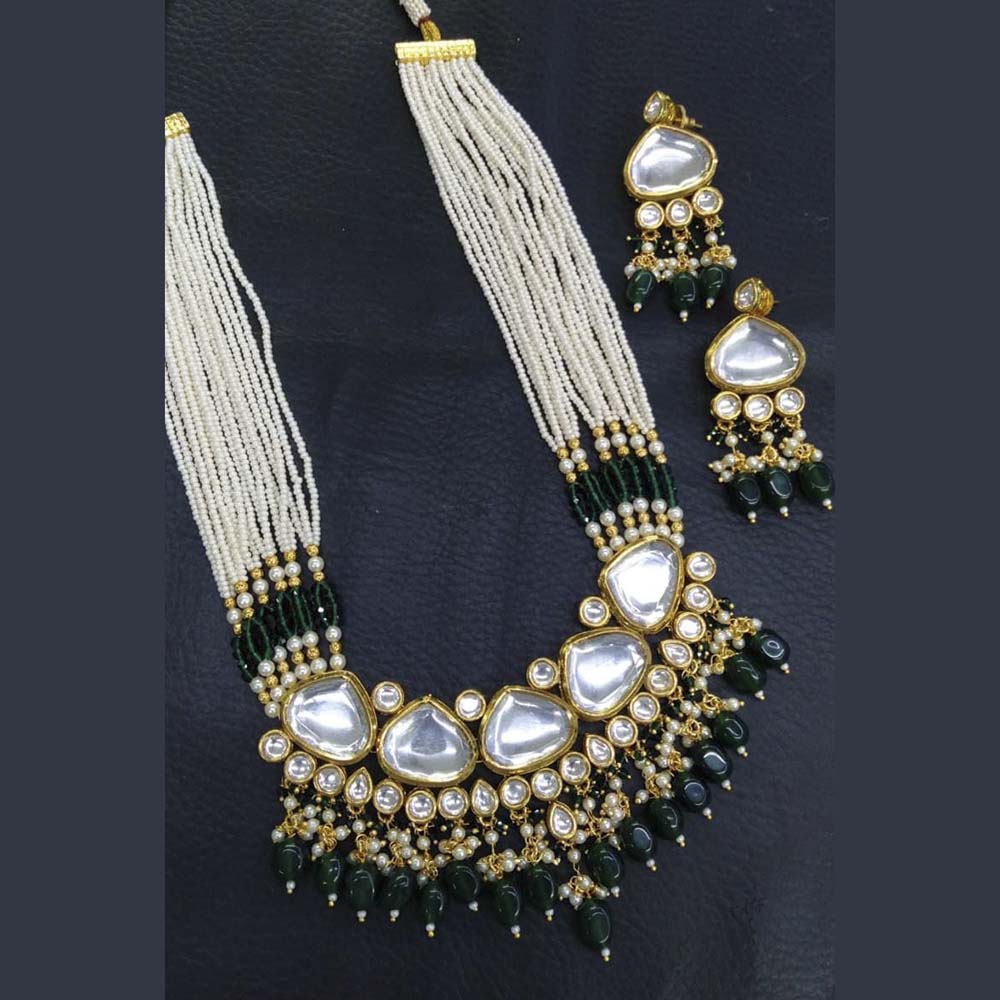 Pooja Bangles Gold Plated Kundan & Beads Long Necklace Set