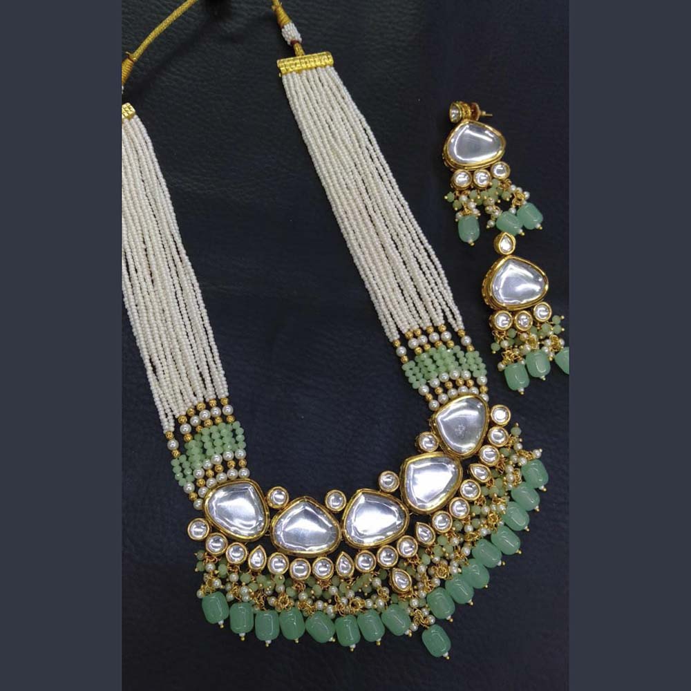 Pooja Bangles Gold Plated Kundan & Beads Long Necklace Set