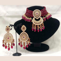 Pooja Bangles Gold Plated Kundan Stone  & Beads Choker Necklace Set
