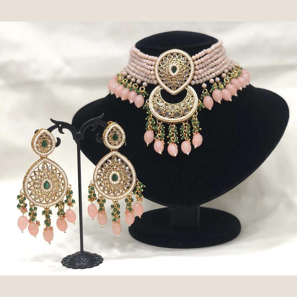 Pooja Bangles Gold Plated Kundan Stone  & Beads Choker Necklace Set