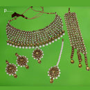 Pooja Bangles Gold Plated Crystal Stone & Pearl Choker Necklace Set