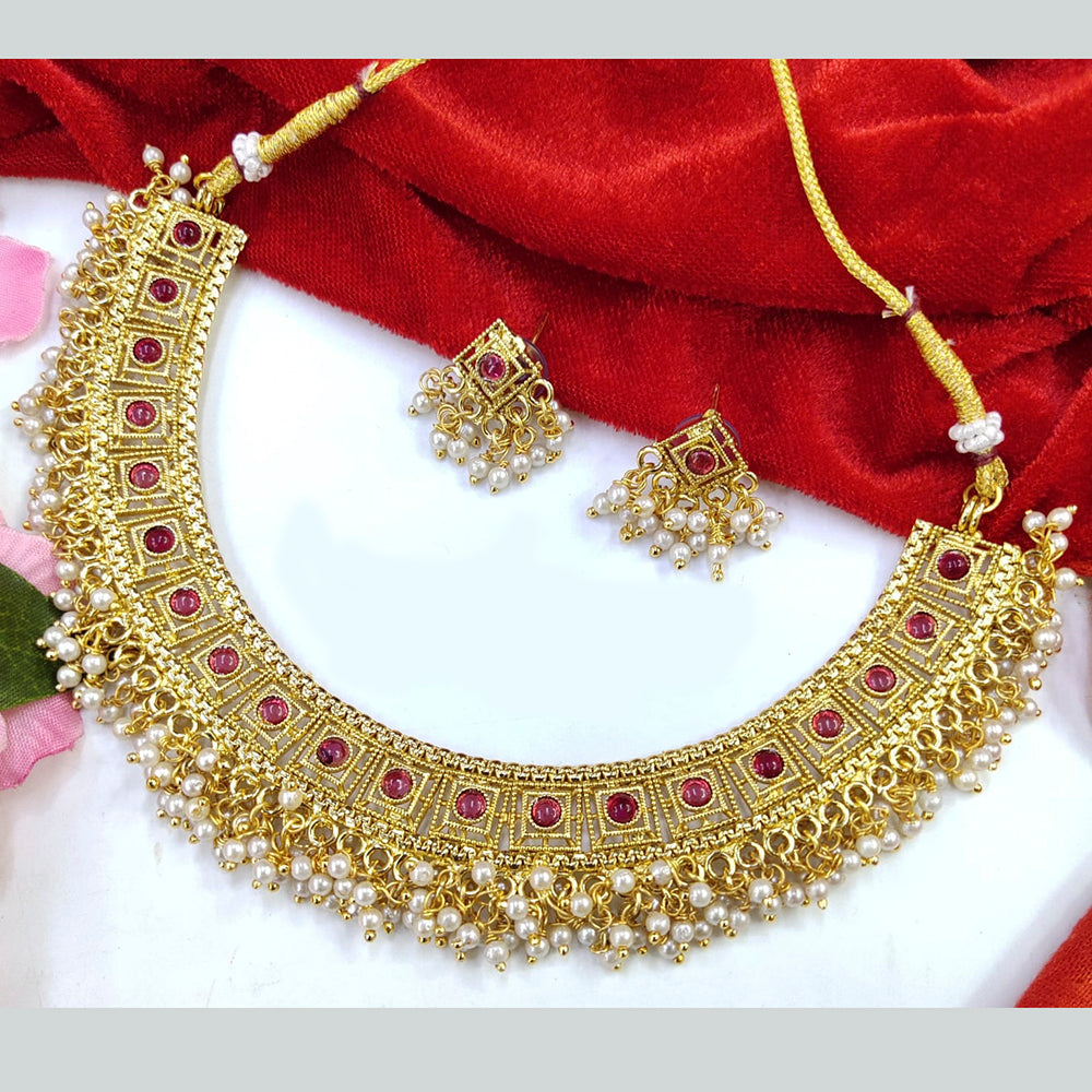 Pooja Bangles Gold Plated Pota Stone Necklace Set