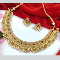 Pooja Bangles Gold Plated Pota Stone Necklace Set