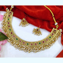 Pooja Bangles Gold Plated Pota Stone Necklace Set