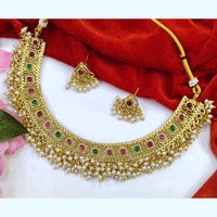 Pooja Bangles Gold Plated Pota Stone Necklace Set