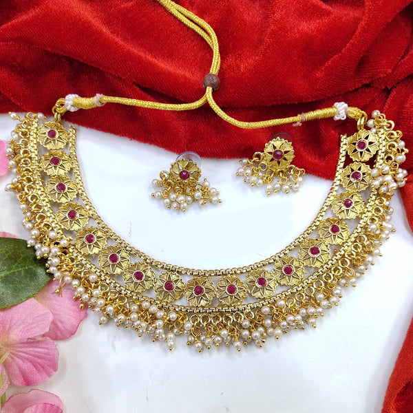 Pooja Bangles Gold Plated Pota Stone Necklace Set