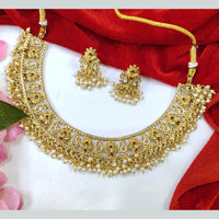 Pooja Bangles Gold Plated Pota Stone Necklace Set