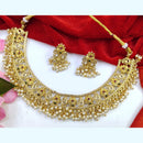 Pooja Bangles Gold Plated Pota Stone Necklace Set