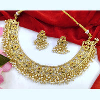 Pooja Bangles Gold Plated Pota Stone Necklace Set