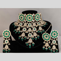 Pooja Bangles Gold Plated Beads & Kundan Stone Choker Necklace Set