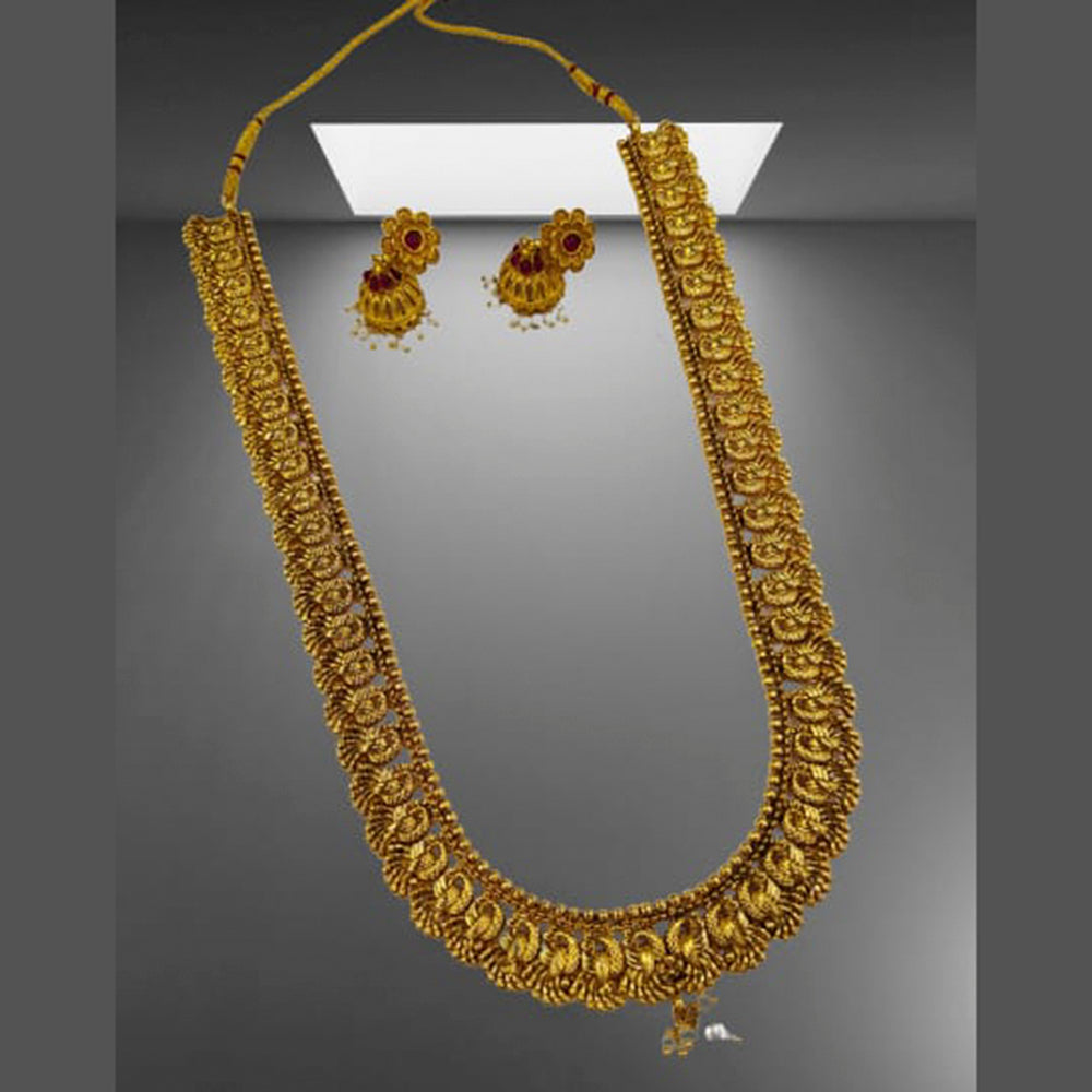 Pooja Bangles Gold Plated Long Haram Necklace Set