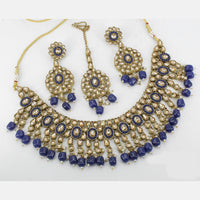 Pooja Bangles Gold Plated Pota And Crystal Stone & Beads Necklace Set