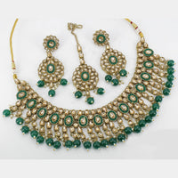 Pooja Bangles Gold Plated Pota And Crystal Stone & Beads Necklace Set